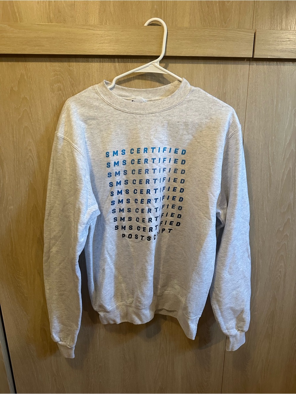 SMS Certified Crewneck Sweatshirt - Light Gray/Blue Graphic